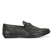 Men Premium Leather Black Slip-On Formal Shoes (Massage-31-Black)