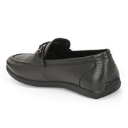 Men Premium Leather Black Slip-On Formal Shoes (Massage-31-Black)