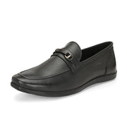 Men Premium Leather Black Slip-On Formal Shoes (Massage-31-Black)