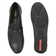 Men Premium Leather Black Slip-On Formal Shoes (Massage-31-Black)
