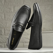 Men Premium Leather Black Slip-On Formal Shoes (Massage-31-Black)