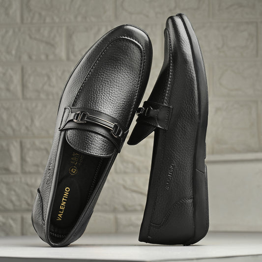 Men Premium Leather Black Slip-On Formal Shoes (Astra-31)