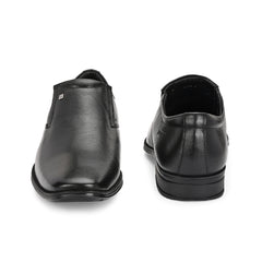 Men Premium Leather Slip-On Formal Shoes with PU Sole | Jumbo Sizes 5 UK to 14 UK (Newgen-05-Black)