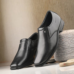 Men Premium Leather Slip-On Formal Shoes with PU Sole | Jumbo Sizes 5 UK to 14 UK (Newgen-05-Black)