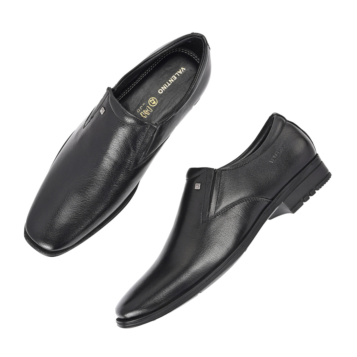 Men Premium Leather Slip-On Formal Shoes with PU Sole | Jumbo Sizes 5 UK to 14 UK (Newgen-05-Black)