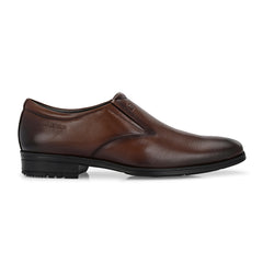 Men Premium Leather Slip-On Formal Shoes with PU Sole | Jumbo Sizes 5 UK to 14 UK (Newgen-05-Mocca)