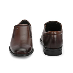 Men Premium Leather Slip-On Formal Shoes with PU Sole | Jumbo Sizes 5 UK to 14 UK (Newgen-05-Mocca)