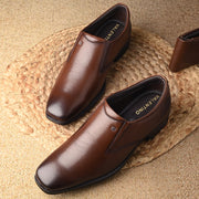 Men Premium Leather Slip-On Formal Shoes  | Jumbo Sizes 5 UK to 14 UK (Newtop-05-Mocca)