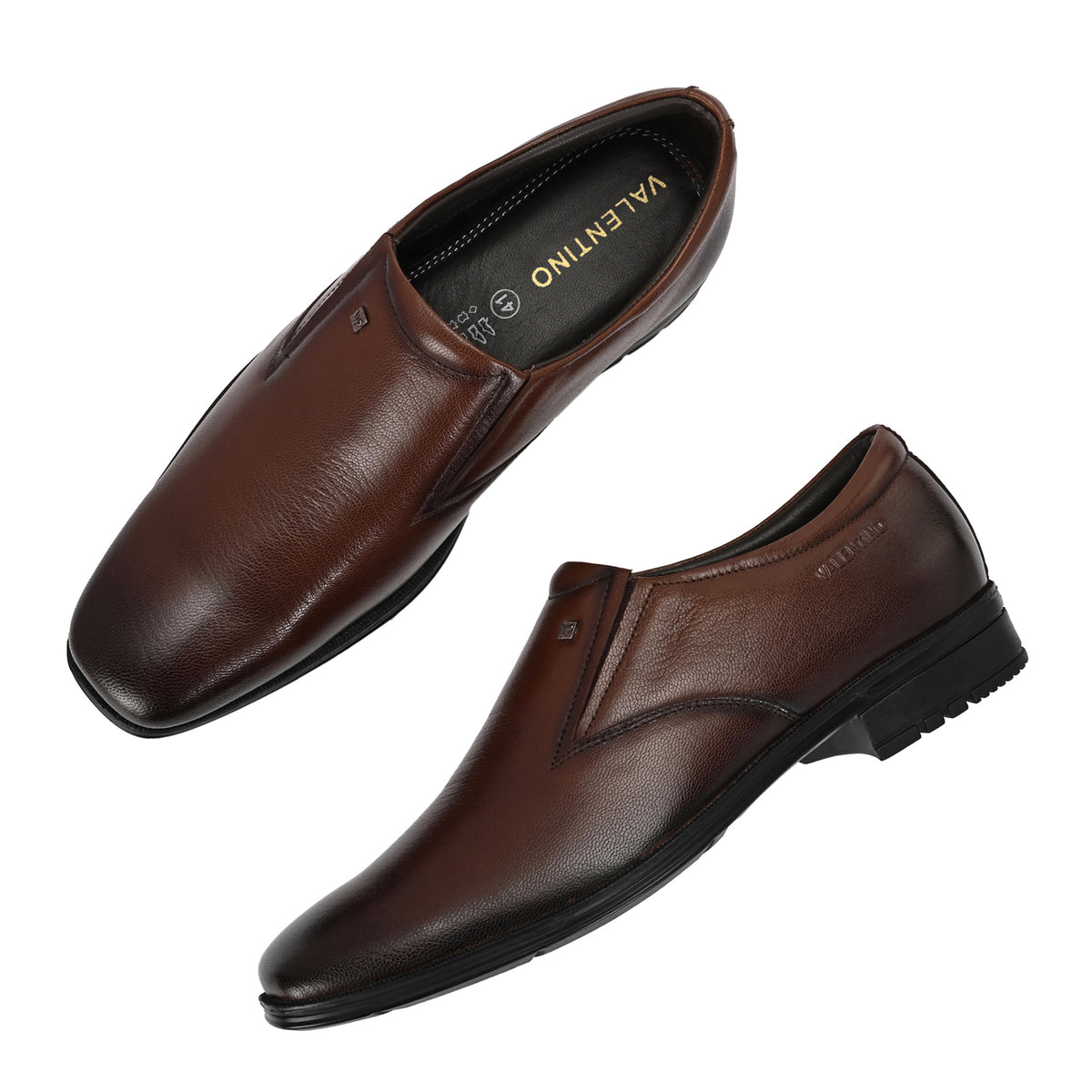 Men Premium Leather Slip-On Formal Shoes with PU Sole | Jumbo Sizes 5 UK to 14 UK (Newgen-05-Mocca)