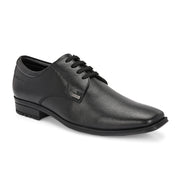 Men Premium Leather Black Lace-Up Formal Shoes | Lightweight PU Sole | Jumbo Sizes 5 UK to 14 UK (Newtop-55-Black)