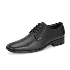 Men Premium Leather Lace-Up Formal Shoes | Lightweight PU Sole | Jumbo Sizes 5 UK to 14 UK (Newgen-55-Black)