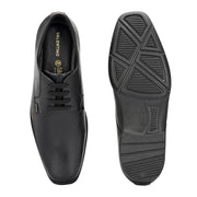 Men Premium Leather Black Lace-Up Formal Shoes | Lightweight PU Sole | Jumbo Sizes 5 UK to 14 UK (Newtop-55-Black)