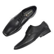 Men Premium Leather Black Lace-Up Formal Shoes | Lightweight PU Sole | Jumbo Sizes 5 UK to 14 UK (Newtop-55-Black)