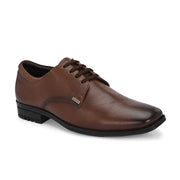 Men Premium Leather Mocca Lace-Up Formal Shoes | Lightweight PU Sole | Jumbo Sizes 5 UK to 14 UK (NewTop-55-Mocca)