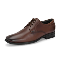 Men Premium Leather Lace-Up Formal Shoes | Lightweight PU Sole | Jumbo Sizes 5 UK to 14 UK (Newgen-55-Mocca)