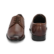Men Premium Leather Mocca Lace-Up Formal Shoes | Lightweight PU Sole | Jumbo Sizes 5 UK to 14 UK (NewTop-55-Mocca)