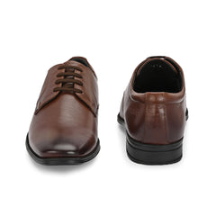 Men Premium Leather Lace-Up Formal Shoes | Lightweight PU Sole | Jumbo Sizes 5 UK to 14 UK (Newgen-55-Mocca)