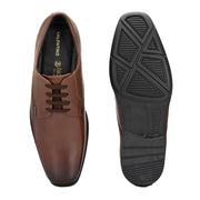 Men Premium Leather Mocca Lace-Up Formal Shoes | Lightweight PU Sole | Jumbo Sizes 5 UK to 14 UK (NewTop-55-Mocca)