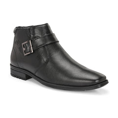 Men Premium Leather Side Zipper Ankle Boots (Newgen-85-Black)