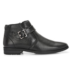 Men Premium Leather Side Zipper Ankle Boots (Newgen-85-Black)