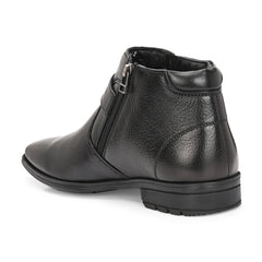 Men Premium Leather Side Zipper Ankle Boots (Newgen-85-Black)