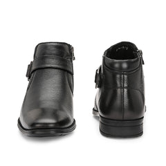 Men Premium Leather Side Zipper Ankle Boots (Newgen-85-Black)