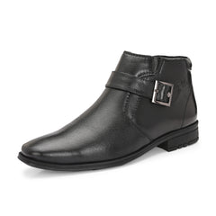 Men Premium Leather Side Zipper Ankle Boots (Newgen-85-Black)