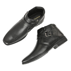 Men Premium Leather Side Zipper Ankle Boots (Newgen-85-Black)