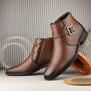 Men Premium Leather Side Zipper Ankle Boots (NewTop-85-Mocca)