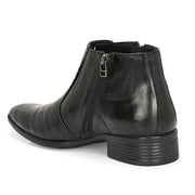 Men Premium Leather Black Formal Ankle Dual Side Zipper Boot (Pride-80-Black)
