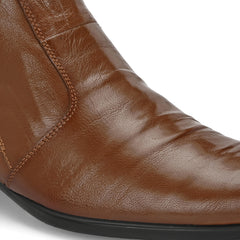 Men Premium Leather Tan Formal Ankle Zipper Boot (Indus-80-Tan)