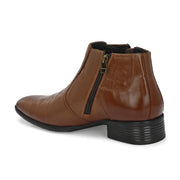 Men Premium Leather Tan Formal Ankle Zipper Boot (Pride-80-Tan)