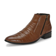 Men Premium Leather Tan Formal Ankle Zipper Boot (Pride-80-Tan)