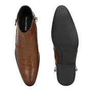 Men Premium Leather Tan Formal Ankle Zipper Boot (Pride-80-Tan)