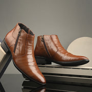 Men Premium Leather Tan Formal Ankle Zipper Boot (Pride-80-Tan)