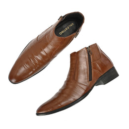 Men Premium Leather Tan Formal Ankle Zipper Boot (Pride-80-Tan)
