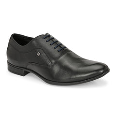 Men Premium Leather Black Lace Up Formal Derby Shoes (Ramky-72-Black)