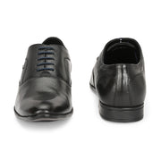Men Premium Leather Black Lace Up Formal Oxford Shoes (Reform-72-Black)