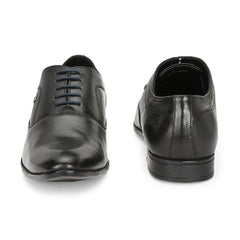 Men Premium Leather Black Lace Up Formal Derby Shoes (Ramky-72-Black)