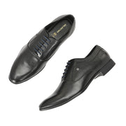 Men Premium Leather Black Lace Up Formal Oxford Shoes (Reform-72-Black)