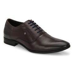 Men Premium Leather Choco Lace Up Formal Derby Shoes (Ramky-72-Choco)