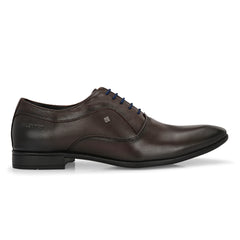 Men Premium Leather Choco Lace Up Formal Derby Shoes (Ramky-72-Choco)