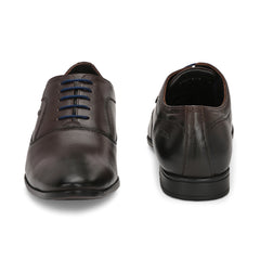 Men Premium Leather Choco Lace Up Formal Derby Shoes (Ramky-72-Choco)