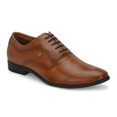 Men Premium Leather Tan Lace Up Formal Derby Shoes (Ramky-72-Teak)