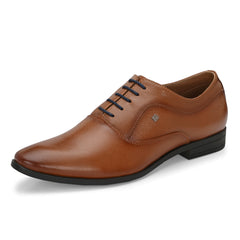 Men Premium Leather Tan Lace Up Formal Derby Shoes (Ramky-72-Teak)