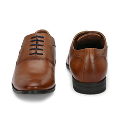 Men Premium Leather Tan Lace Up Formal Derby Shoes (Ramky-72-Teak)