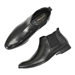 Men Premium Leather Black Chelsea Boot (Reform-85-Black)