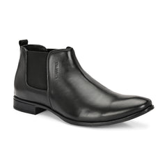 Men Premium Leather Black Chelsea Boot (Ramky-85-Black)