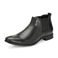 Men Premium Leather Black Chelsea Boot (Ramky-85-Black)