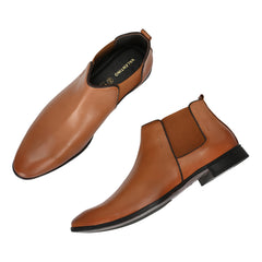 Men Premium Leather Teak Chelsea Boot (Ramky-85-Teak)